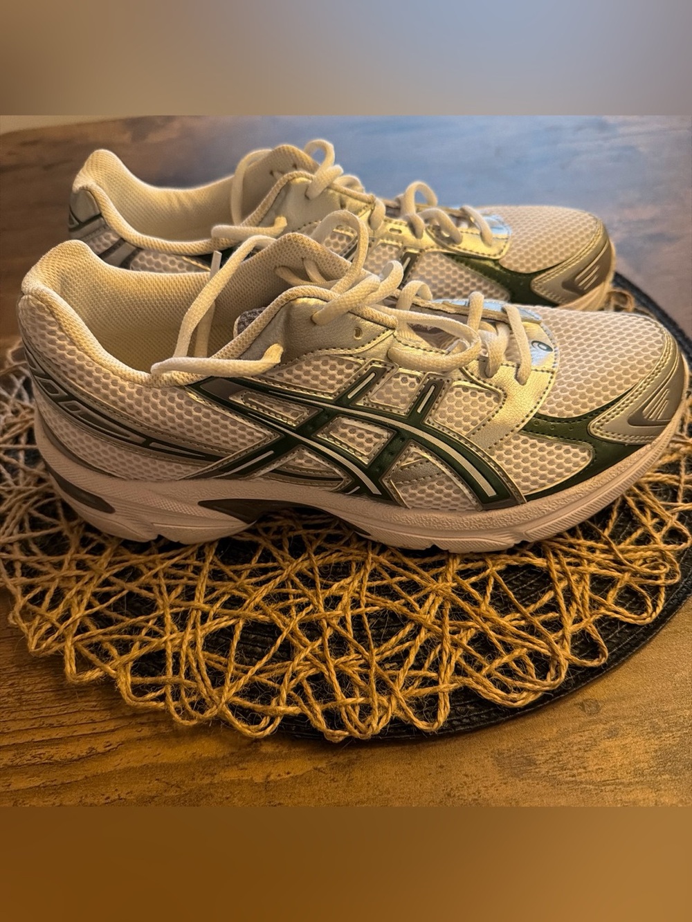 ASICS Gel 1130 White and Green Running Sneakers